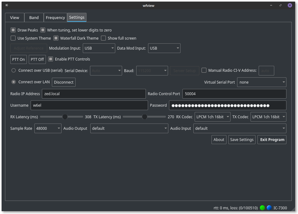wfview client settings