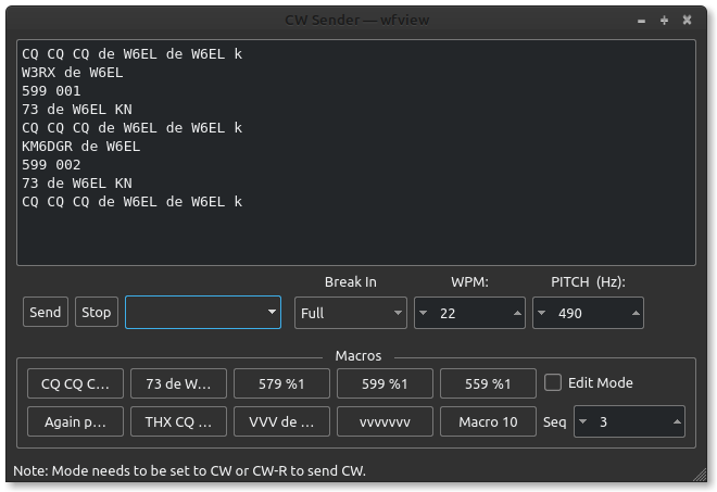 wfview cw sender controls