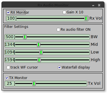 fldigi showing audio monitor