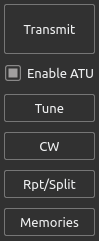 transmit, ATU, CW, and Rpt/split controls