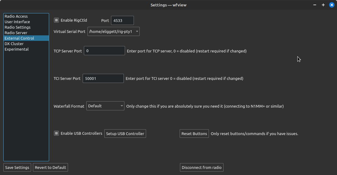 wfview external control settings