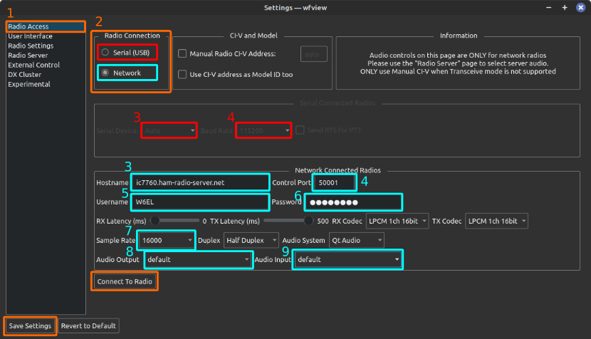 wfview settings to get started with